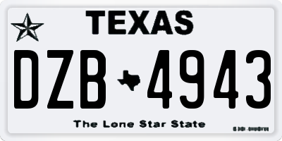 TX license plate DZB4943