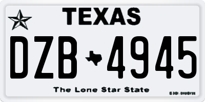 TX license plate DZB4945