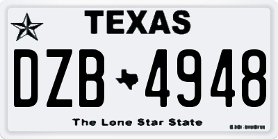 TX license plate DZB4948