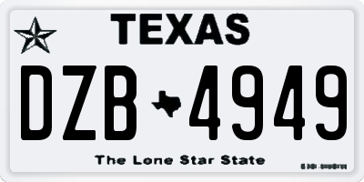TX license plate DZB4949