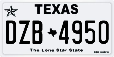 TX license plate DZB4950