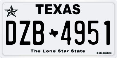TX license plate DZB4951
