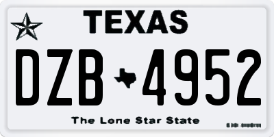 TX license plate DZB4952
