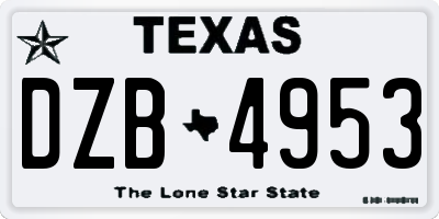 TX license plate DZB4953
