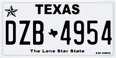 TX license plate DZB4954