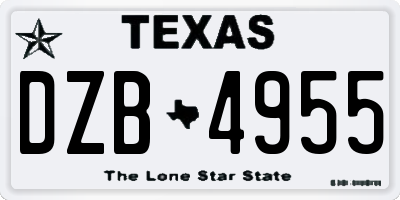 TX license plate DZB4955