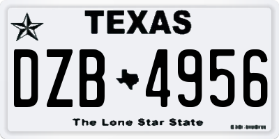 TX license plate DZB4956