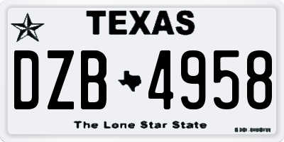 TX license plate DZB4958