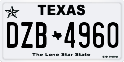 TX license plate DZB4960