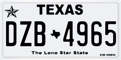 TX license plate DZB4965