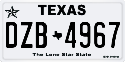 TX license plate DZB4967