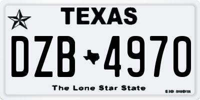 TX license plate DZB4970