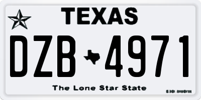 TX license plate DZB4971