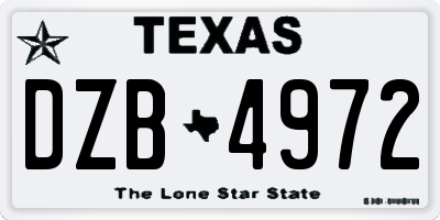 TX license plate DZB4972