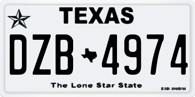 TX license plate DZB4974