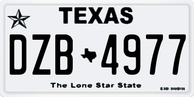 TX license plate DZB4977