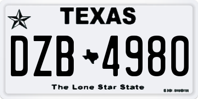 TX license plate DZB4980