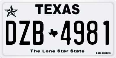 TX license plate DZB4981