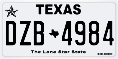 TX license plate DZB4984