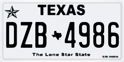 TX license plate DZB4986