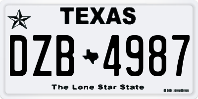 TX license plate DZB4987