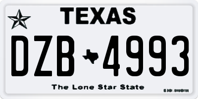 TX license plate DZB4993