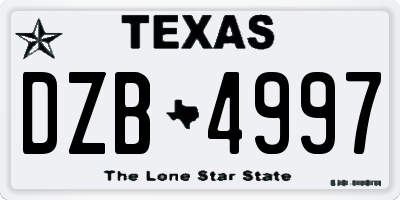 TX license plate DZB4997