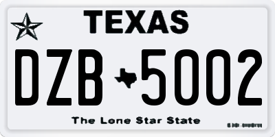 TX license plate DZB5002