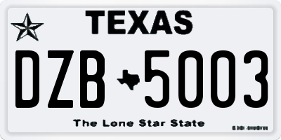 TX license plate DZB5003