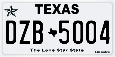 TX license plate DZB5004