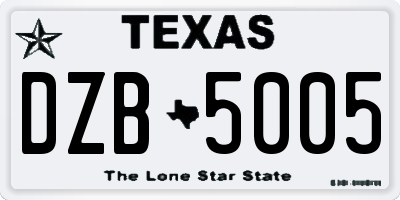 TX license plate DZB5005
