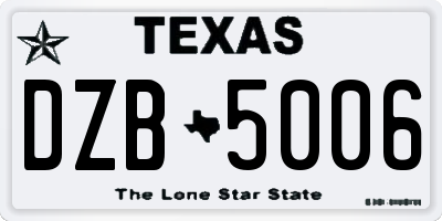TX license plate DZB5006