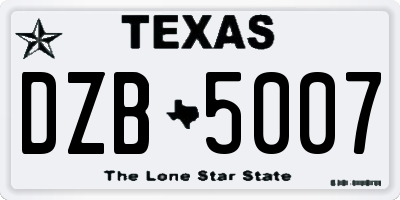 TX license plate DZB5007