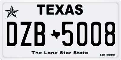 TX license plate DZB5008