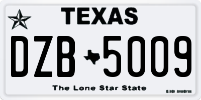 TX license plate DZB5009