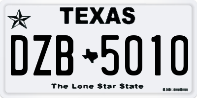 TX license plate DZB5010