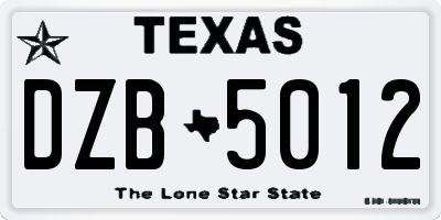 TX license plate DZB5012