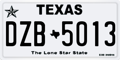 TX license plate DZB5013