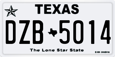 TX license plate DZB5014