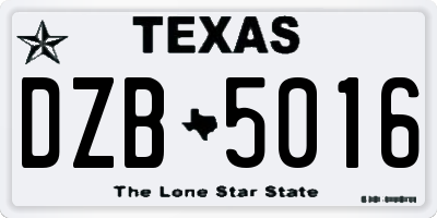 TX license plate DZB5016