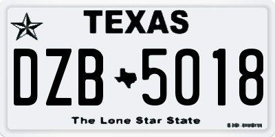 TX license plate DZB5018