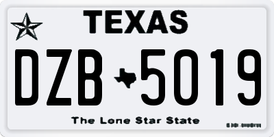 TX license plate DZB5019
