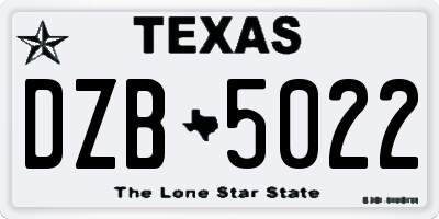TX license plate DZB5022
