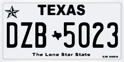 TX license plate DZB5023