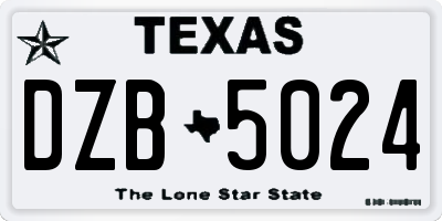 TX license plate DZB5024