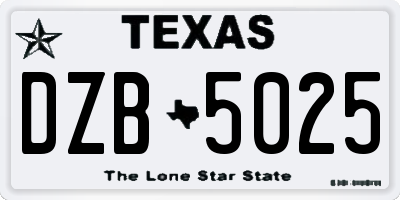TX license plate DZB5025