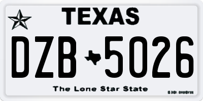 TX license plate DZB5026