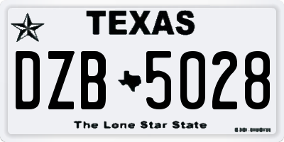 TX license plate DZB5028