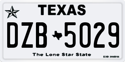 TX license plate DZB5029