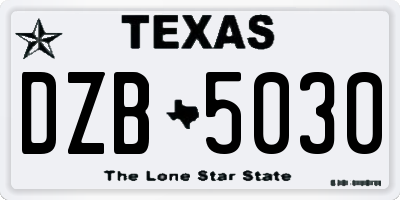 TX license plate DZB5030